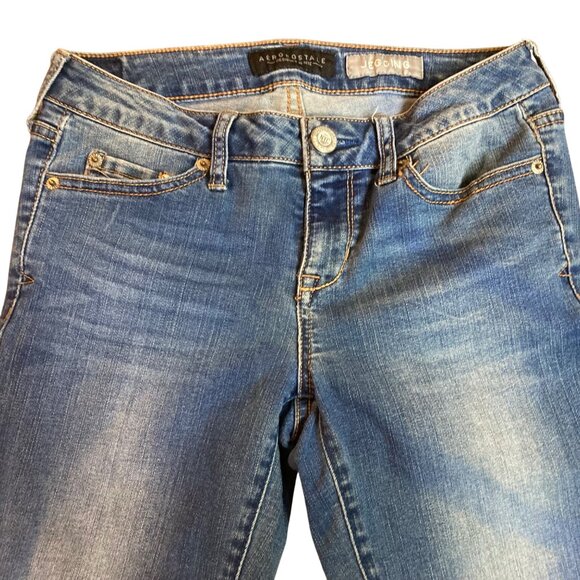 Aeropostale Womens Blue Denim Jeggings Size 2 Regular Low Rise Stretch Jeans - Picture 3 of 8